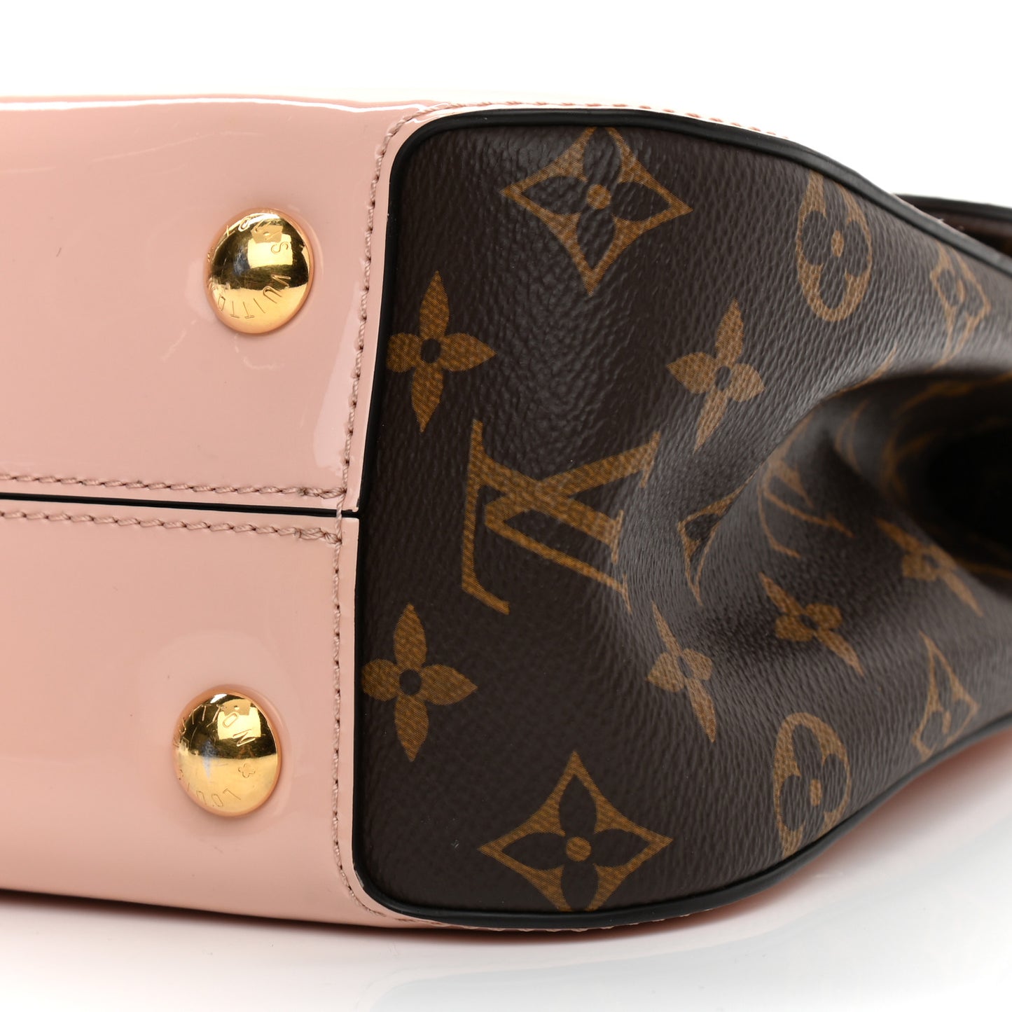 Patent Calfskin Monogram Cherrywood PM Rose Ballerine
