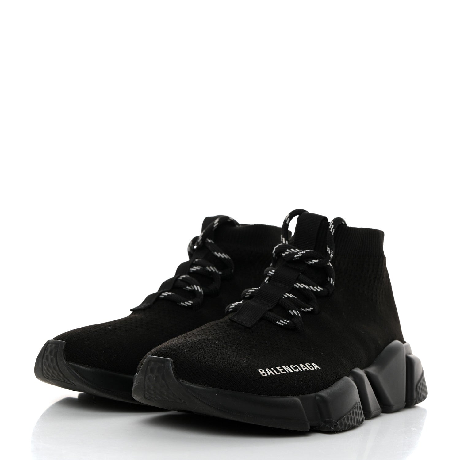 Balenciaga Recycled Knit Bi-Color Sole Womens Speed Lace Up Sneakers 36 Black White 3 of 8