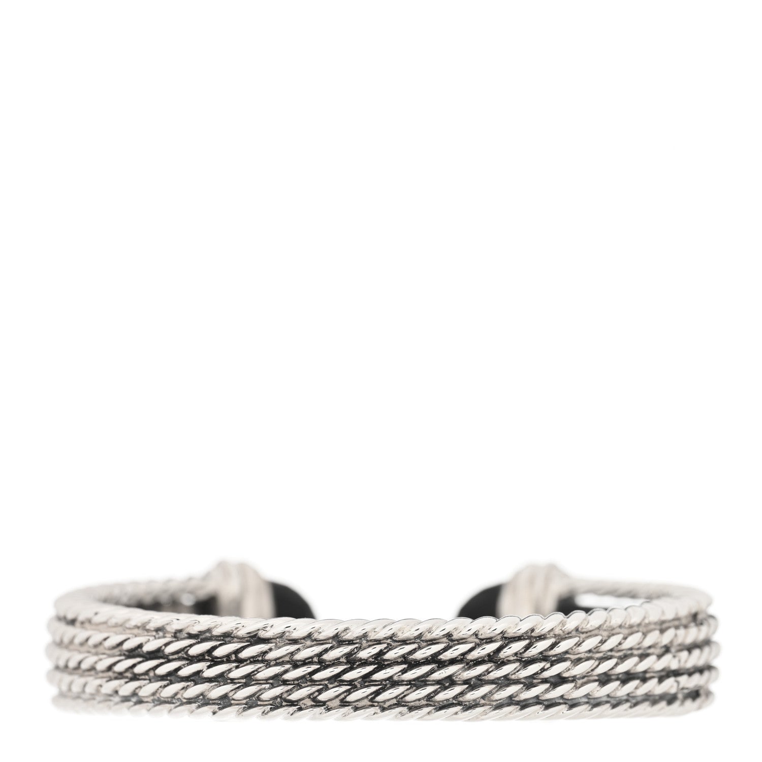 David Yurman Sterling Silver Diamond Black Onyx Wheaton Cuff Bracelet 2 of 3