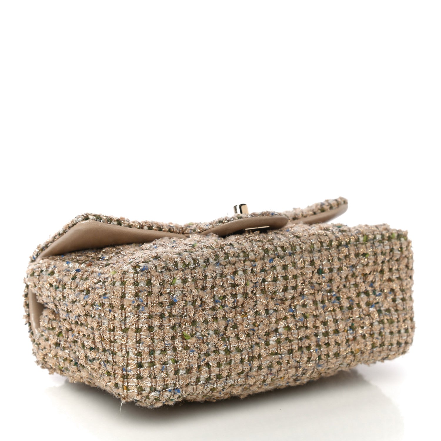 Chanel Tweed Quilted Mini Rectangular Flap Beige 4 of 10
