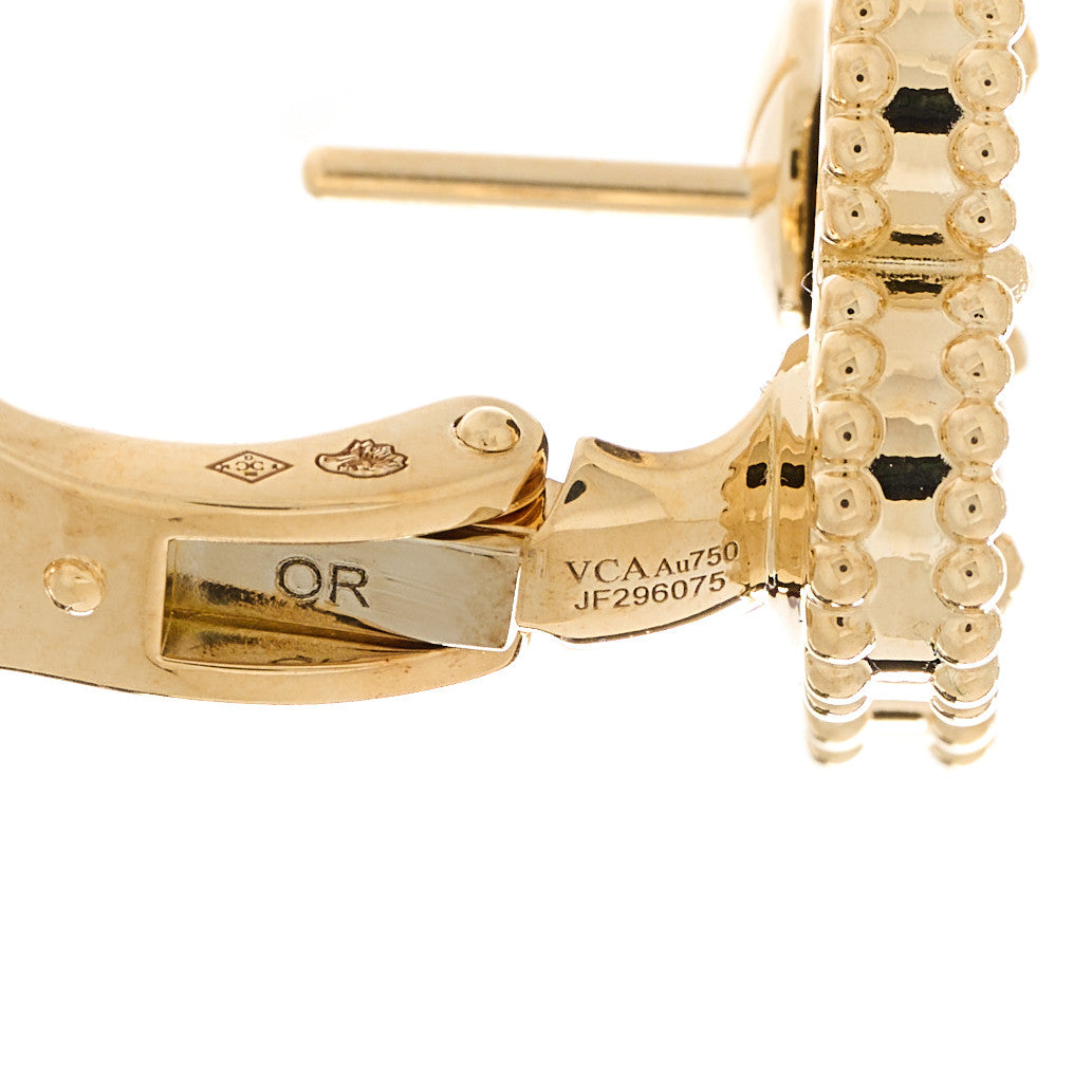 18K Yellow Gold Black Onyx Vintage Alhambra Earrings