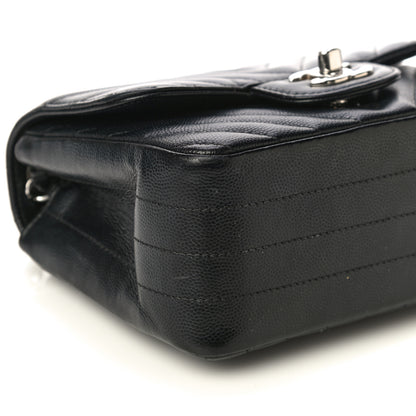 Chanel Caviar Chevron Quilted Mini Square Flap Black 10 of 17