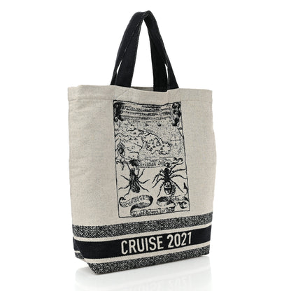 Christian Dior Canvas Print Cruise Tote Ivory Black 3 of 11