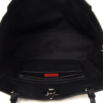 Valentino Garavani Calfskin Chevron Medium Rockstud Tote Light Ivory Black 5 of 10