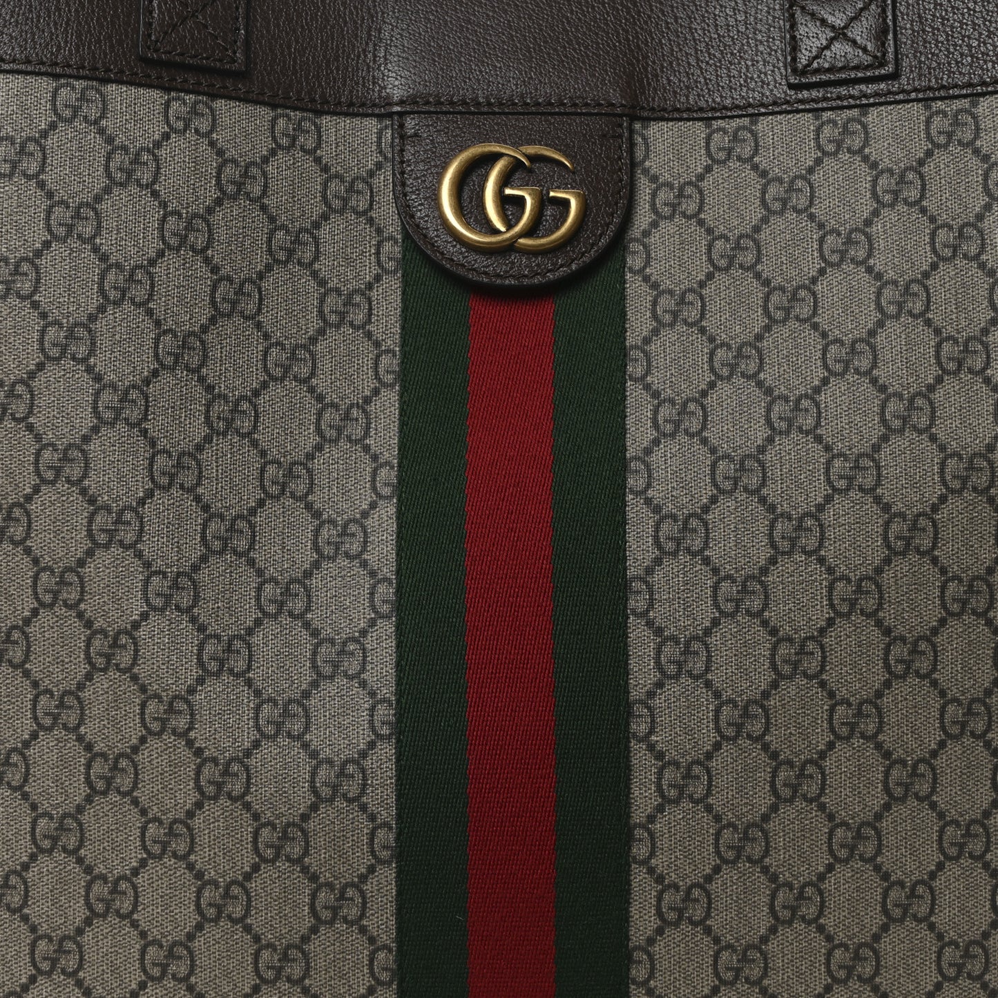GG Supreme Monogram Web Large Ophidia Vertical Shopping Tote  Brown