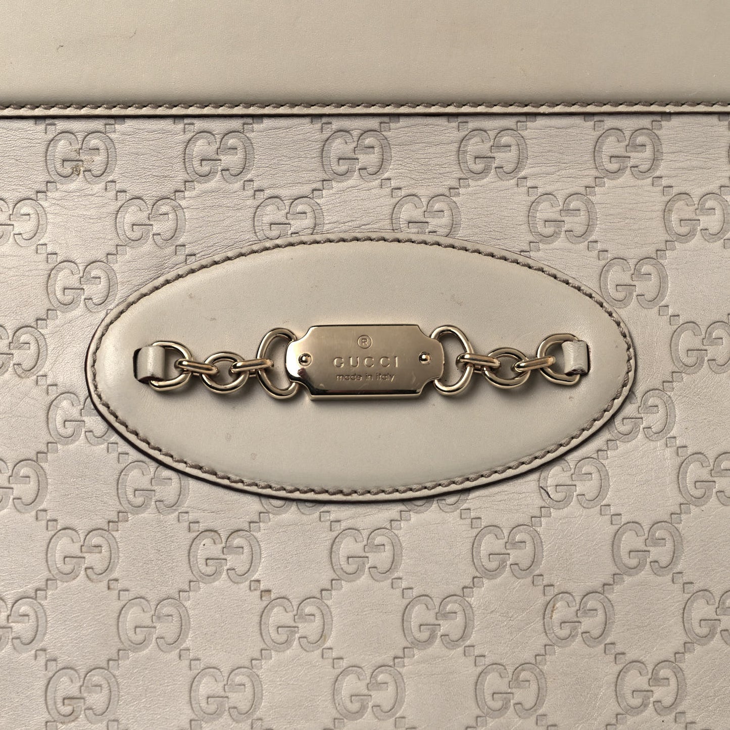 Guccissima Medium Punch Top Handle Tote White