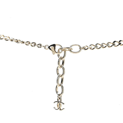 Chanel Metal Resin Enamel Crystal CC Necklace Gold Black White 4 of 6