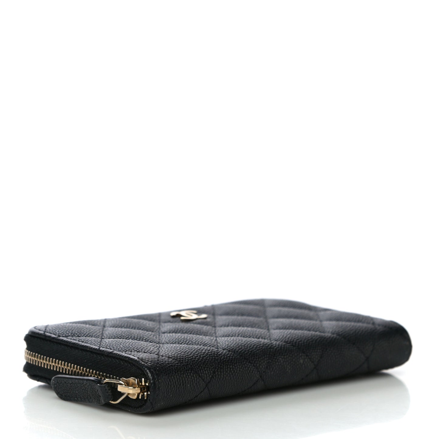 Caviar Quilted Medium Zip Around Wallet Black