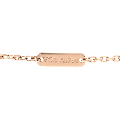 Van Cleef & Arpels 18K Rose Gold Diamond Rhodonite Vintage Alhambra Pendant Necklace 5 of 6