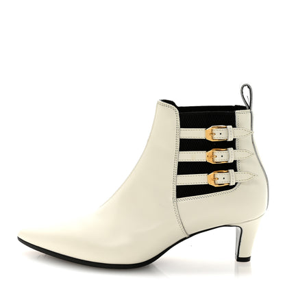 Gucci Cordovan Lux Ankle Booties 37.5 Dusty White Black 1 of 18