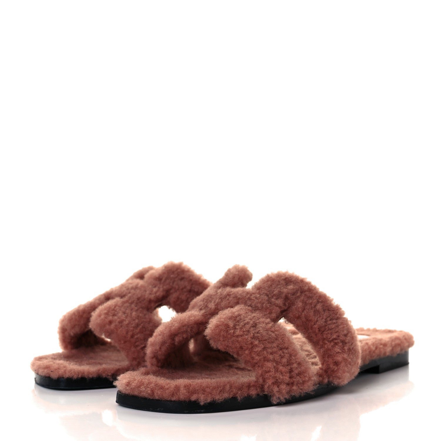 Hermes Woolskin Oran Sandals 37.5 Rose Aube 3 of 8