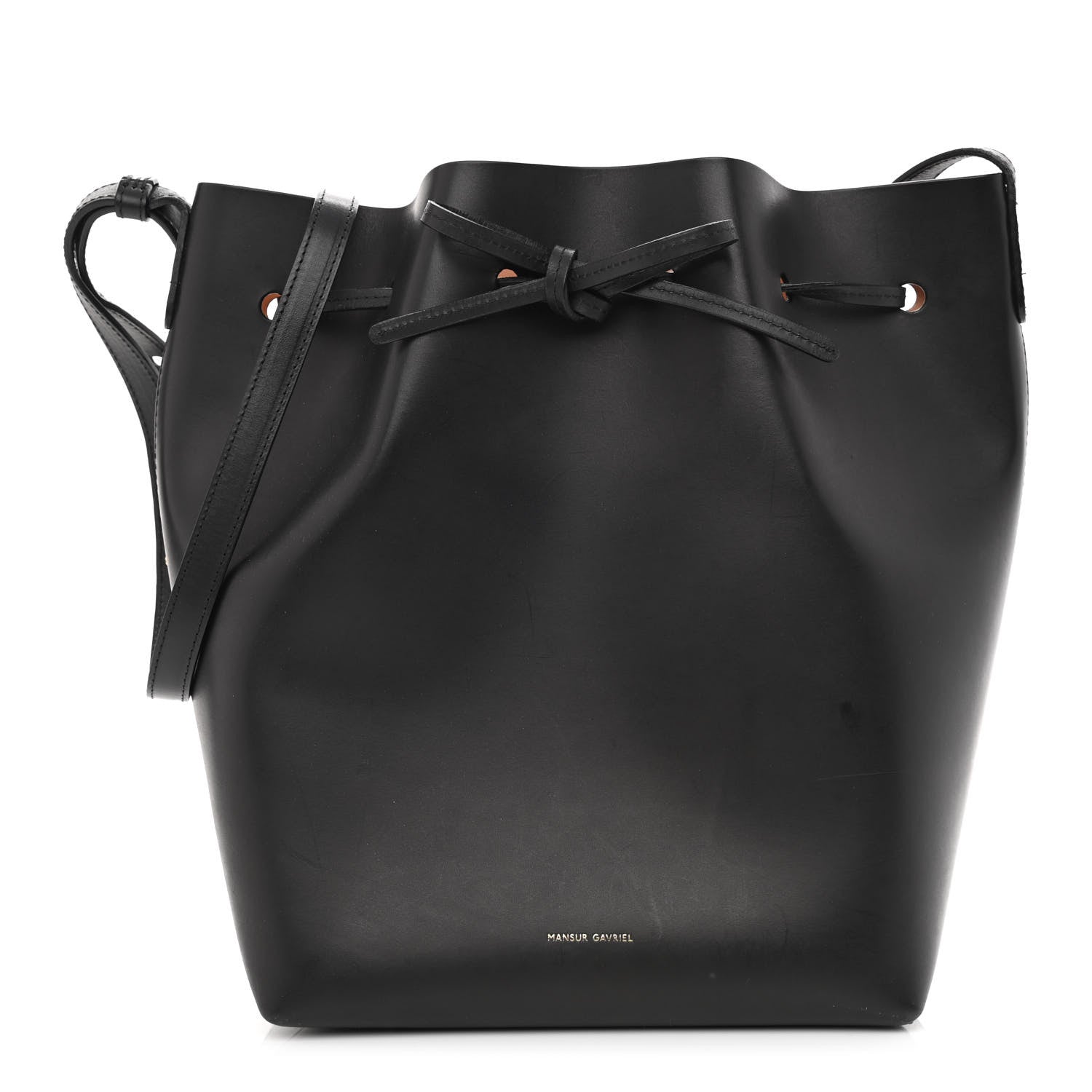 Mansur Gavriel Vegetable Tanned Calfskin Bucket Bag Black Ballerina 2 of 13