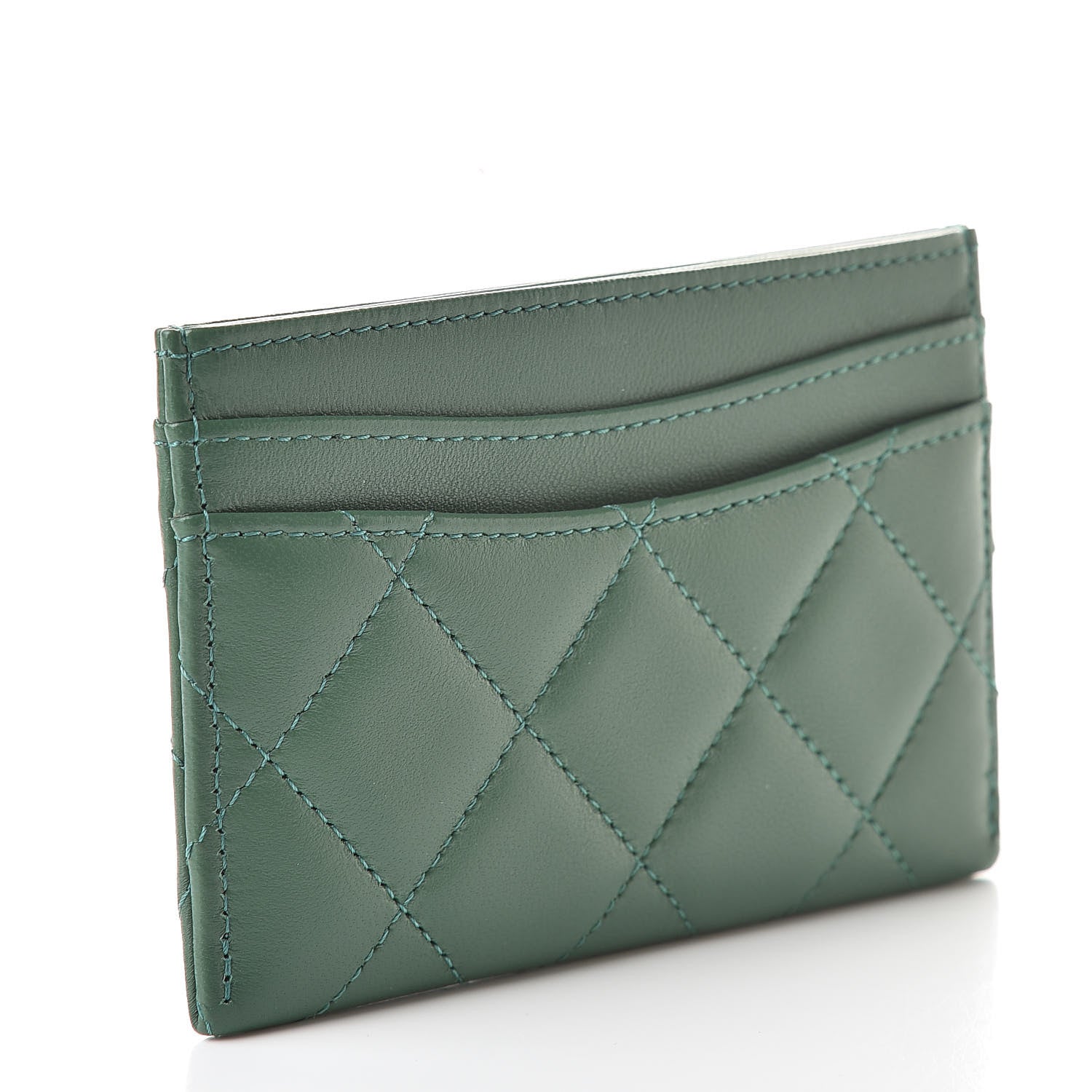 Chanel Lambskin Quilted Card Holder Green 3 of 9