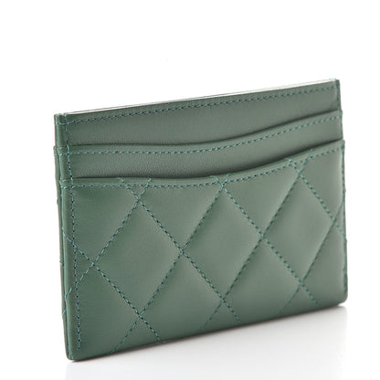 Chanel Lambskin Quilted Card Holder Green 3 of 9