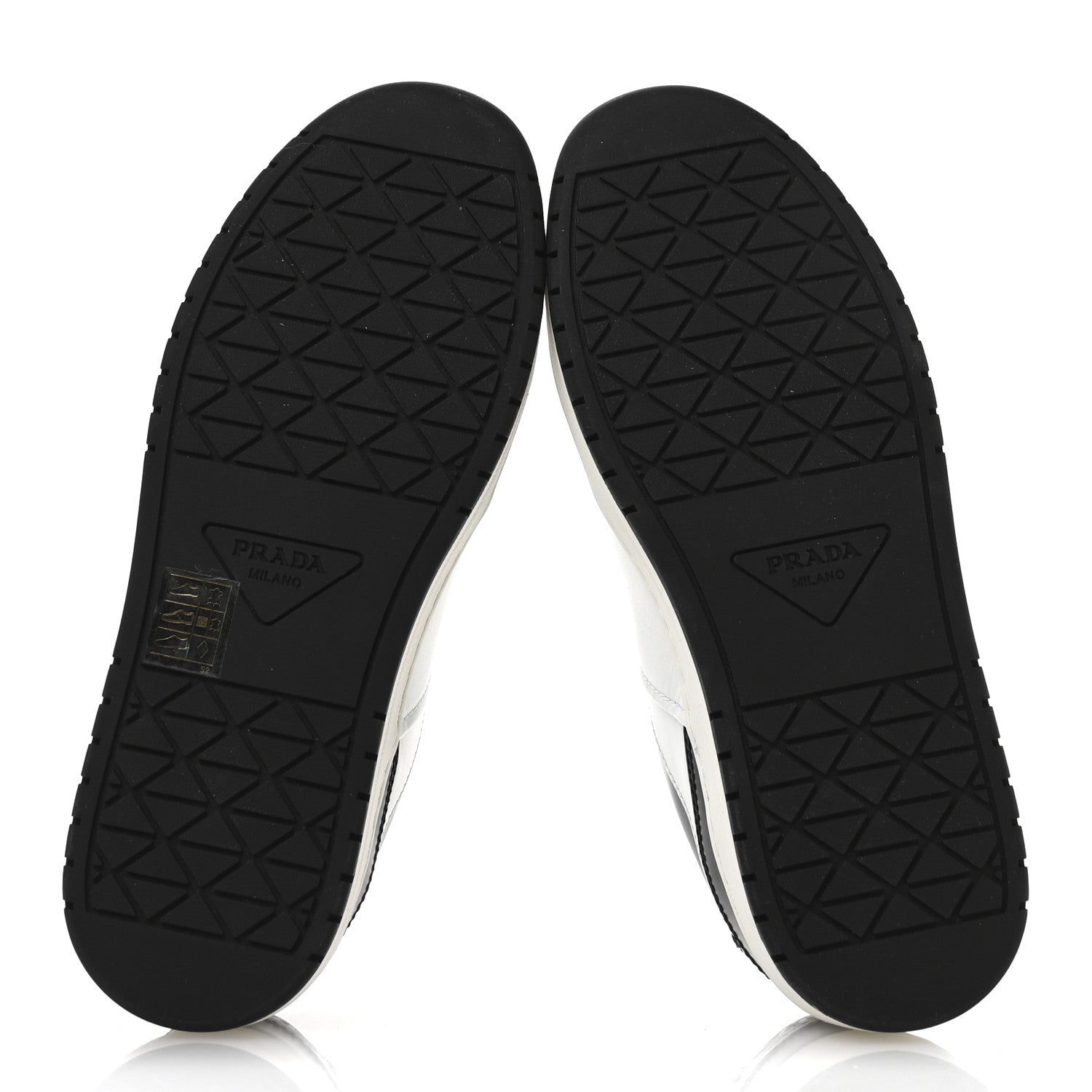 Prada Vitello Sport Spazzolato Rois Triangle Logo Womens Downtown Low Top 30mm Sneakers 36 White Black 6 of 7