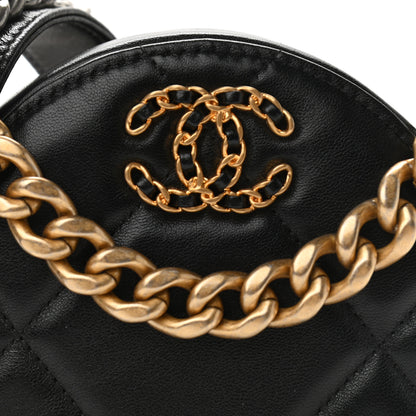 Chanel Lambskin Quilted Chanel 19 Round Clutch With Chain Black 7 of 10
