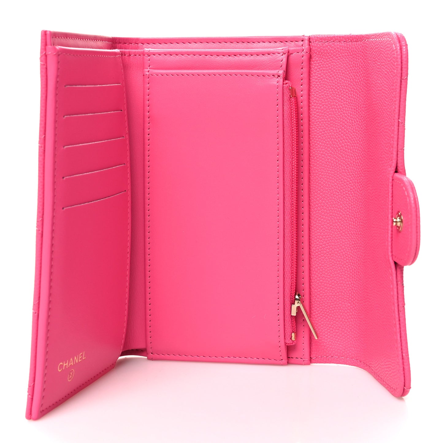 Caviar Quilted Medium Flap Wallet Pink