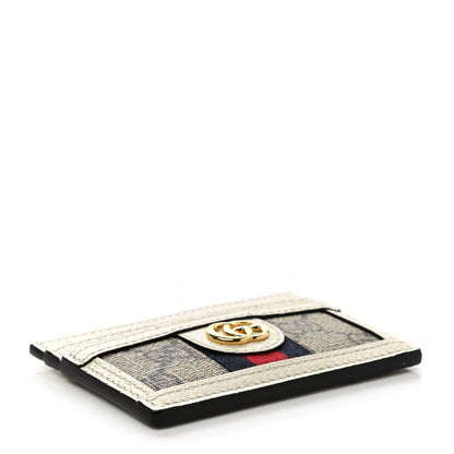 Gucci GG Supreme Monogram Textured Calfskin Web Ophidia Card Holder Beige Ebony Mystic White 4 of 7