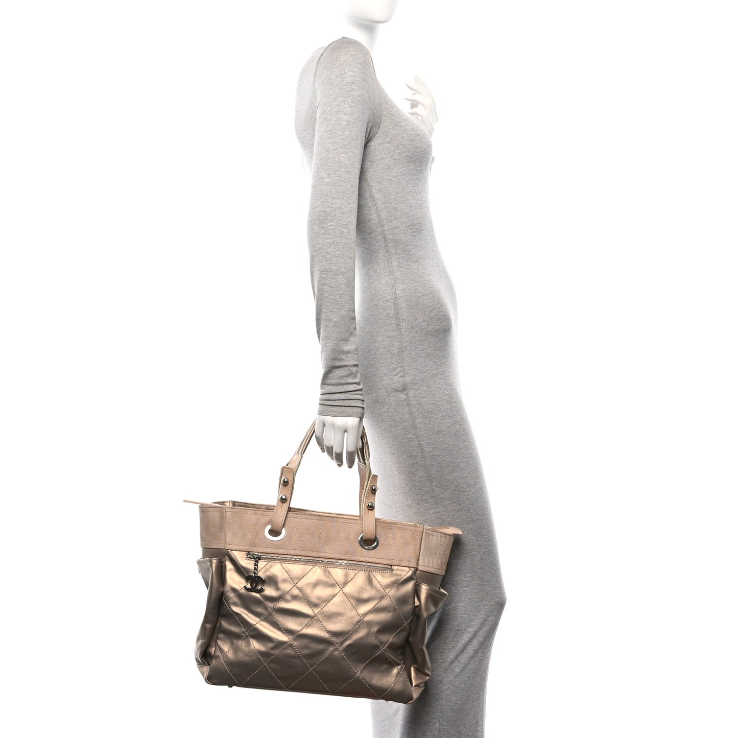 Metallic Coated Canvas Large Paris Biarritz Tote Gold