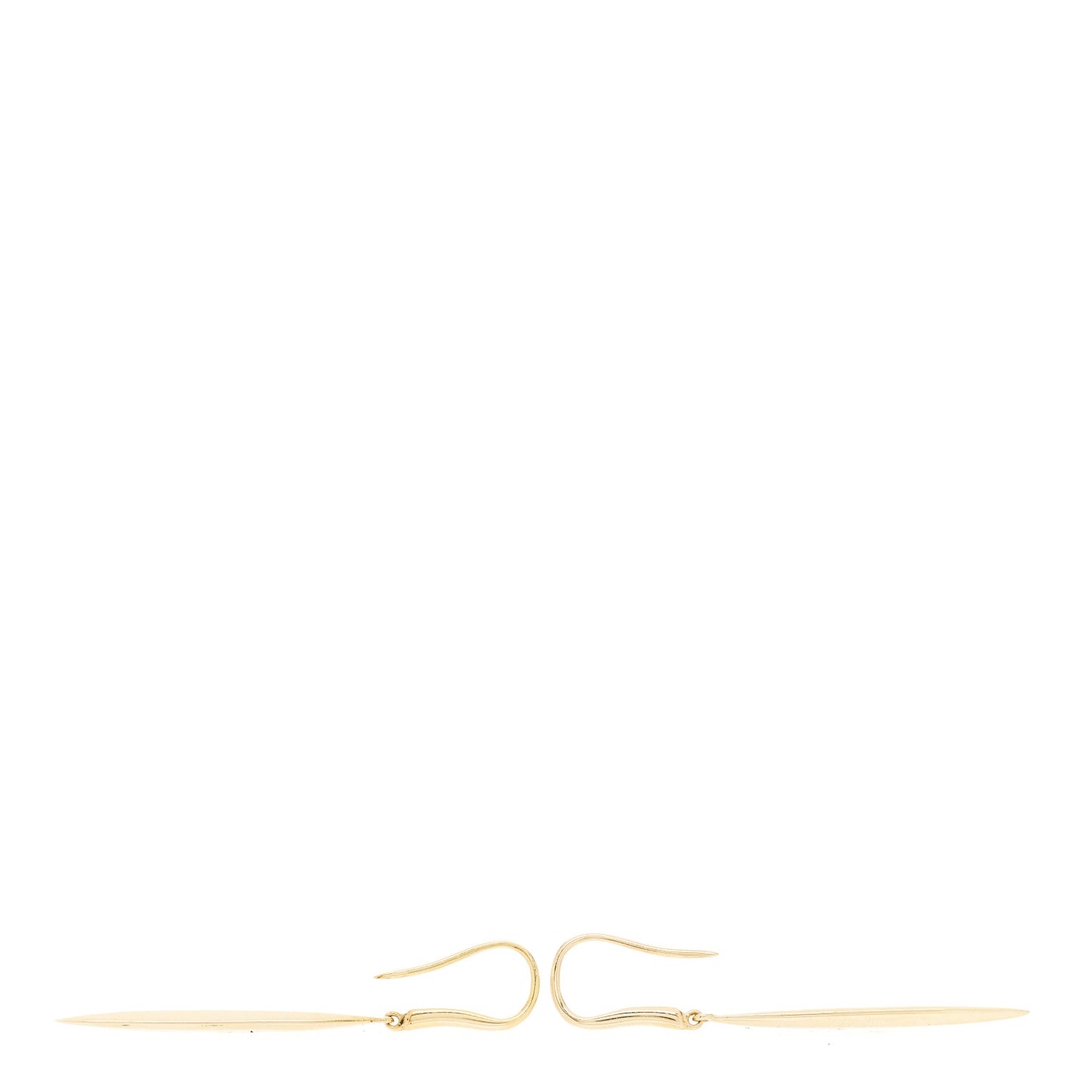 18K Yellow Gold Feather Drop Earrings