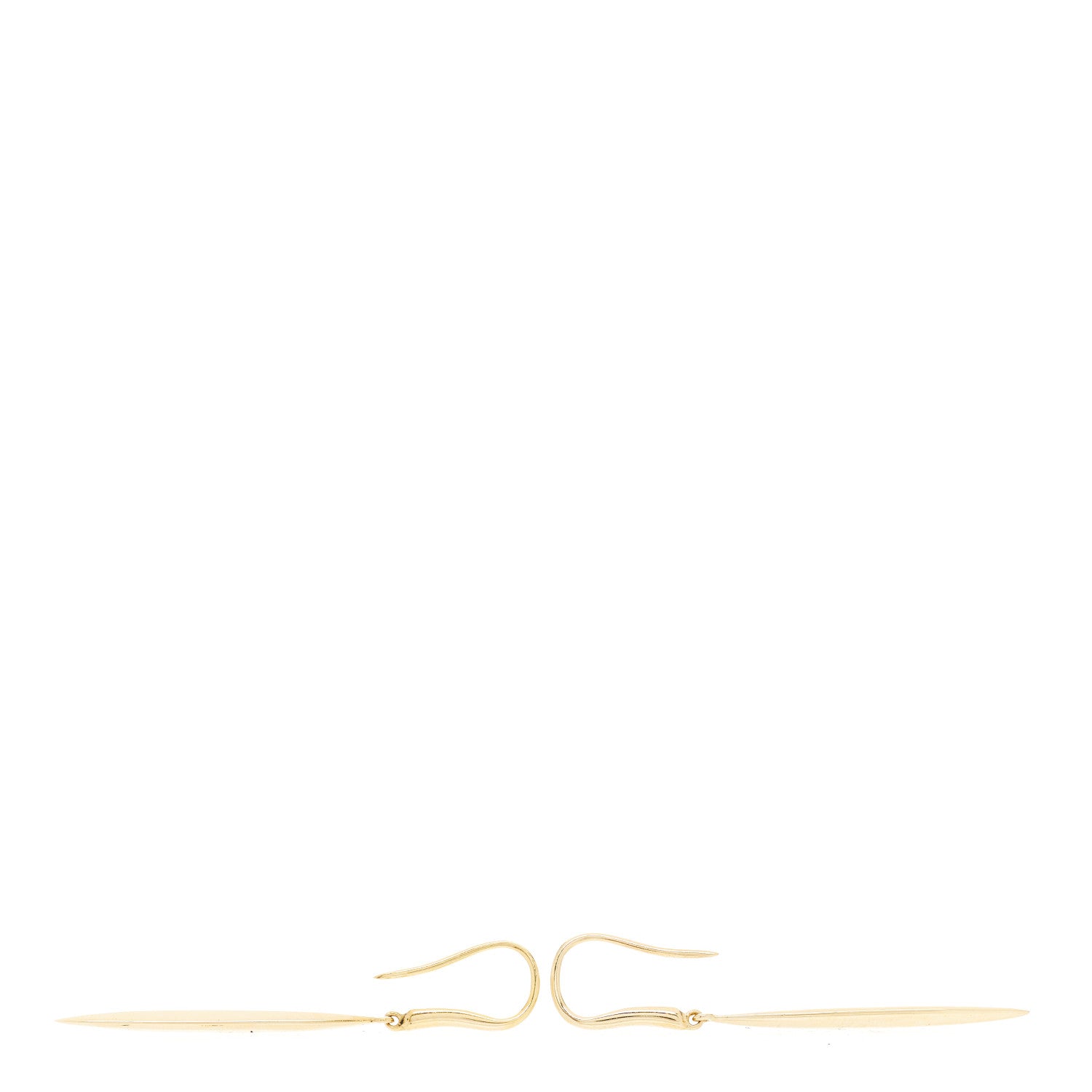 Tiffany 18K Yellow Gold Feather Drop Earrings 3 of 5