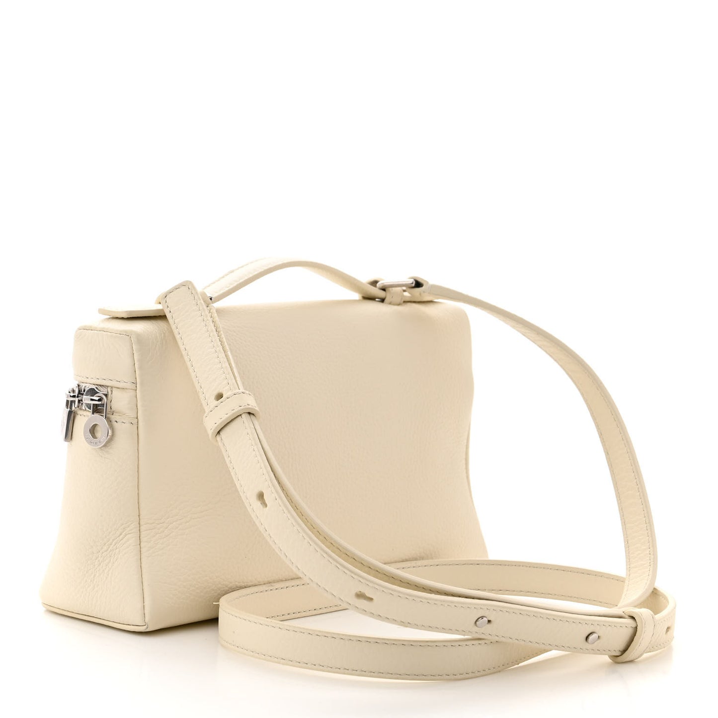 LORO PIANA Grained Calfskin L19 Extra Pocket Pouch Whisper White