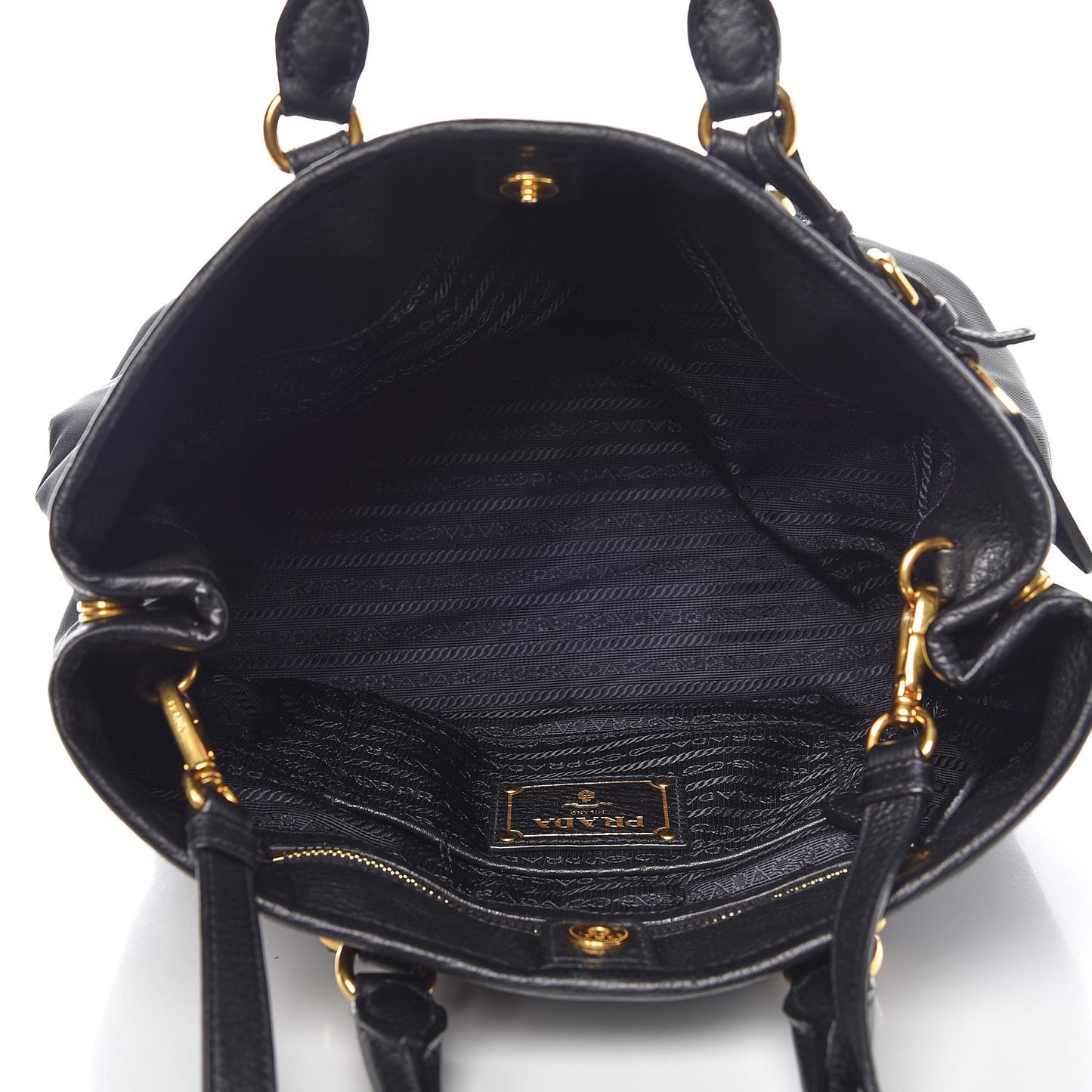 Tessuto Nylon Vitello Daino Tote Black