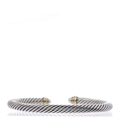 David Yurman Sterling Silver 14K Yellow Gold Pearl 5mm Cable Classics Petite Color Bracelet 3 of 4