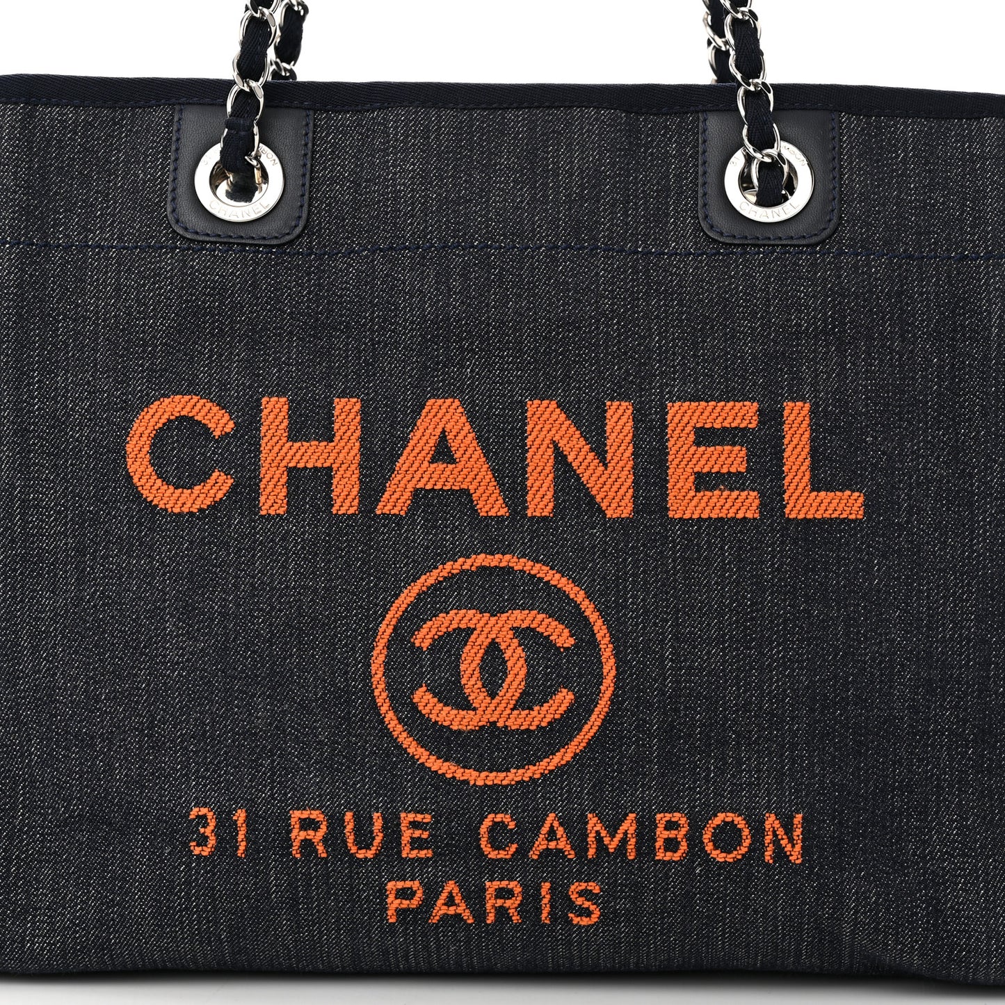 Denim Small Deauville Tote Blue Orange