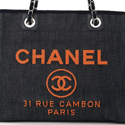 Chanel Denim Small Deauville Tote Blue Orange 8 of 10