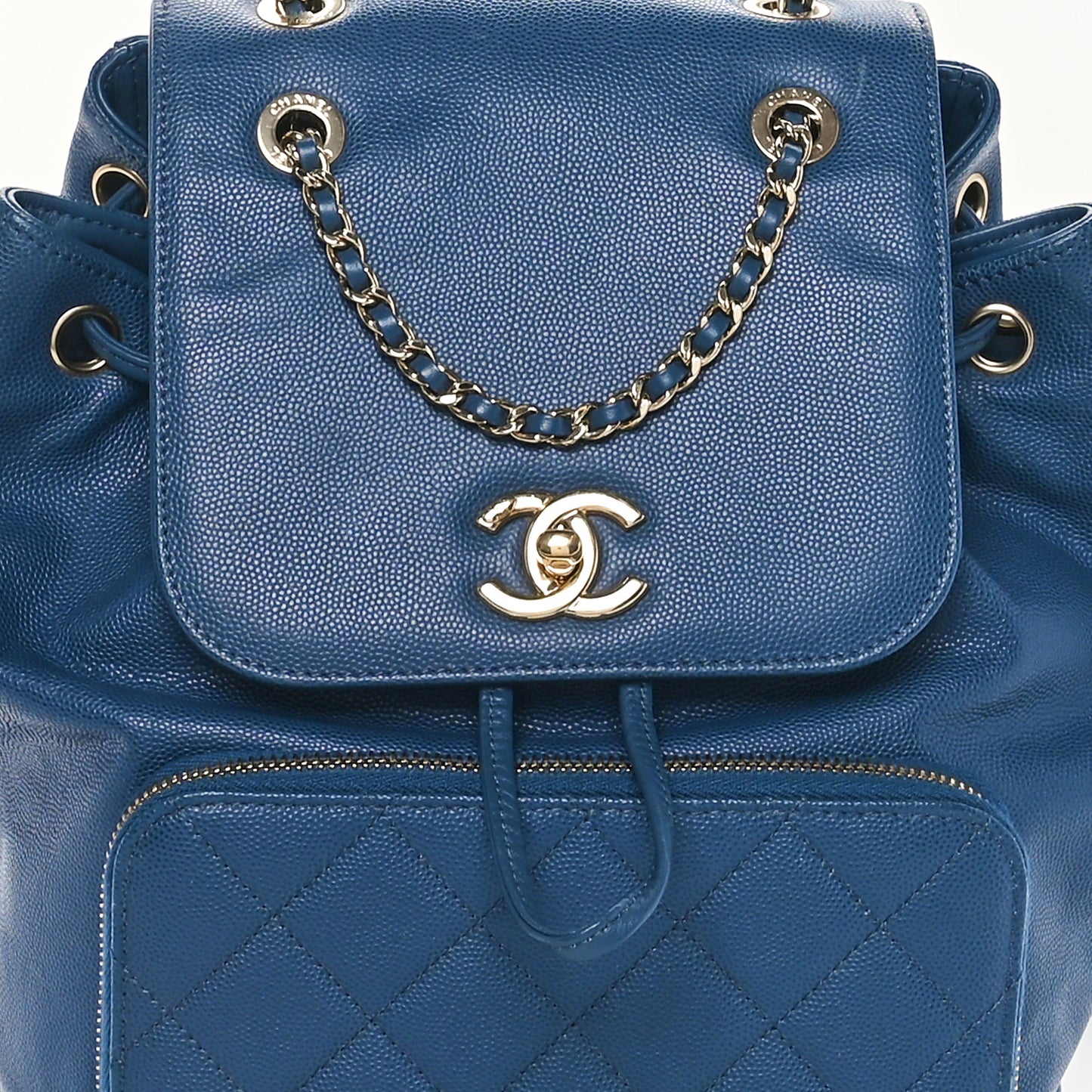 Caviar Quilted Business Affinity Backpack Blue