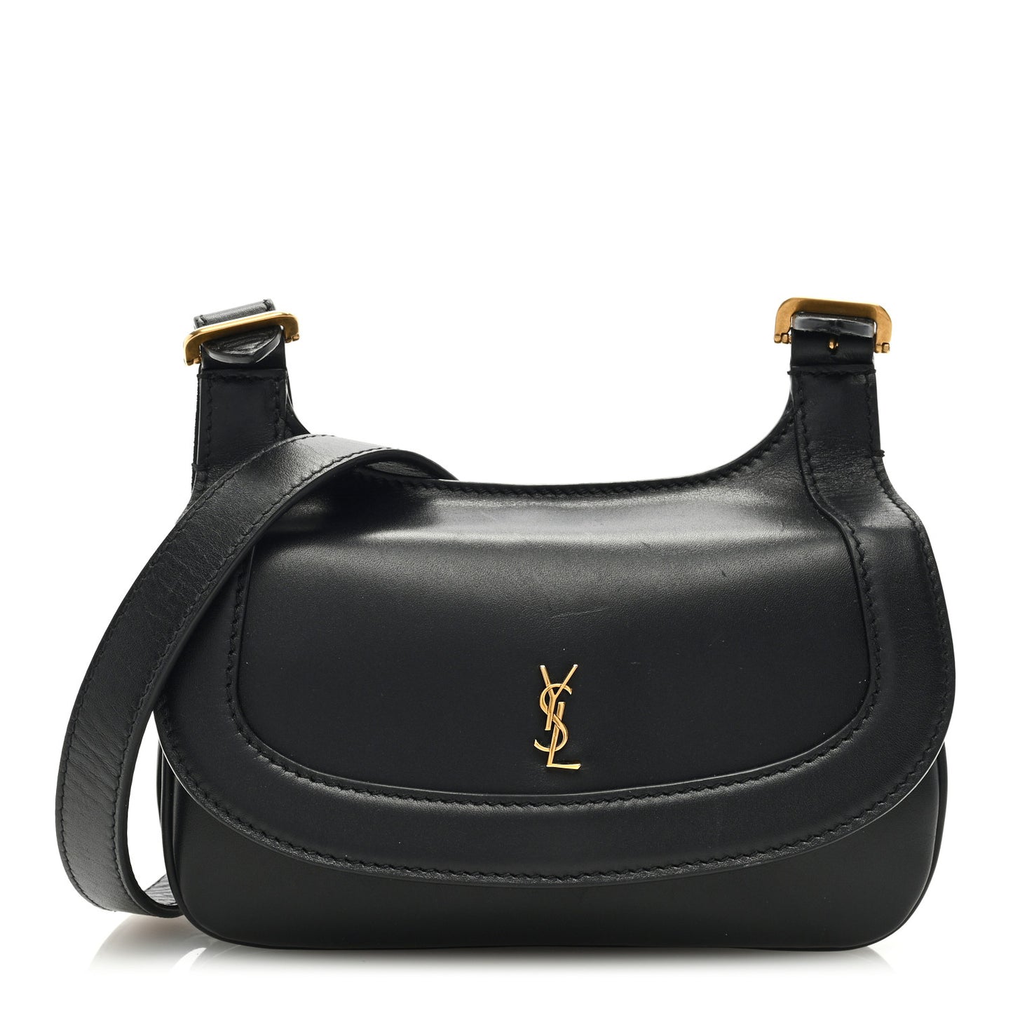 Smooth Calfskin Small Charlie Shoulder Bag Black