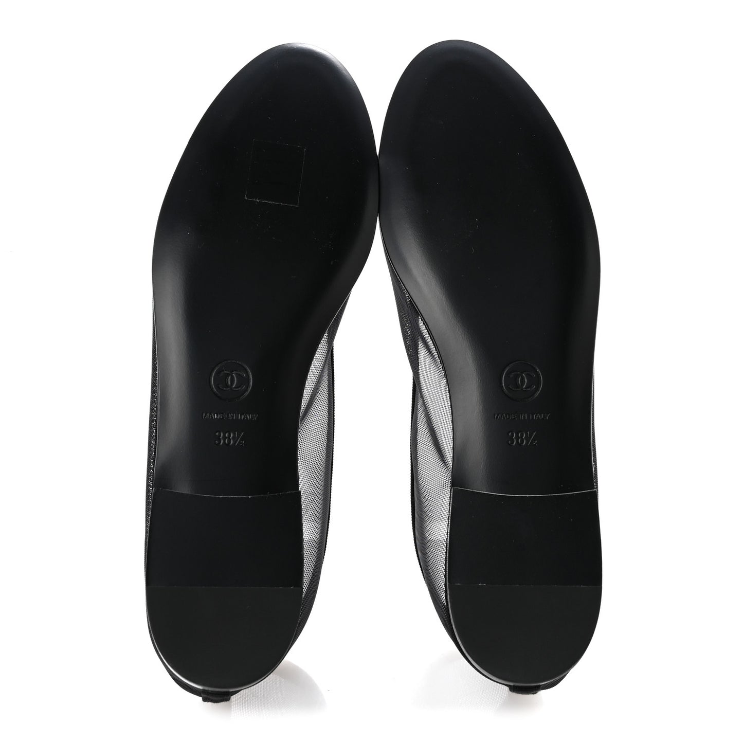 Mesh Grosgrain CC Cap Toe Ballerina Flats 38.5 Black