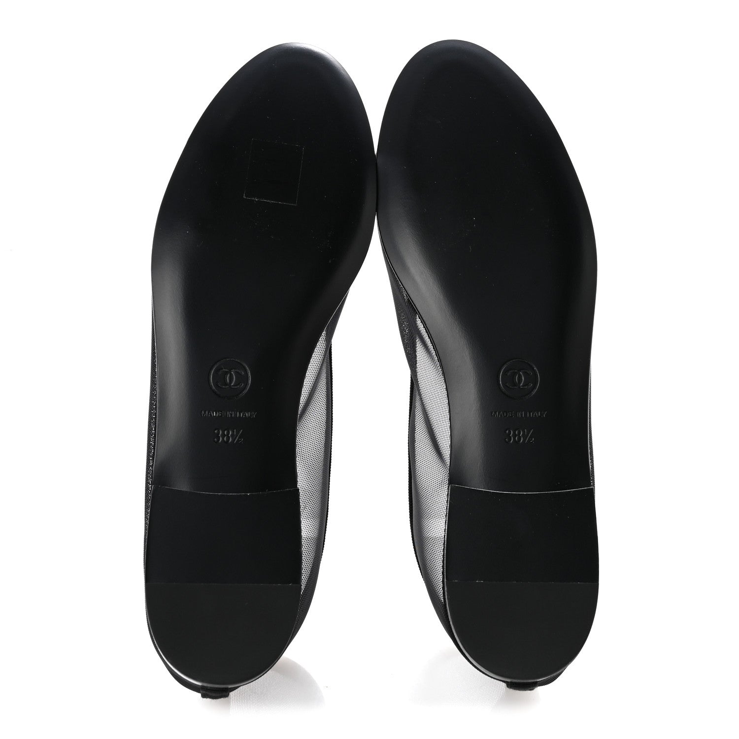 Chanel Mesh Grosgrain CC Cap Toe Ballerina Flats 38.5 Black 6 of 10