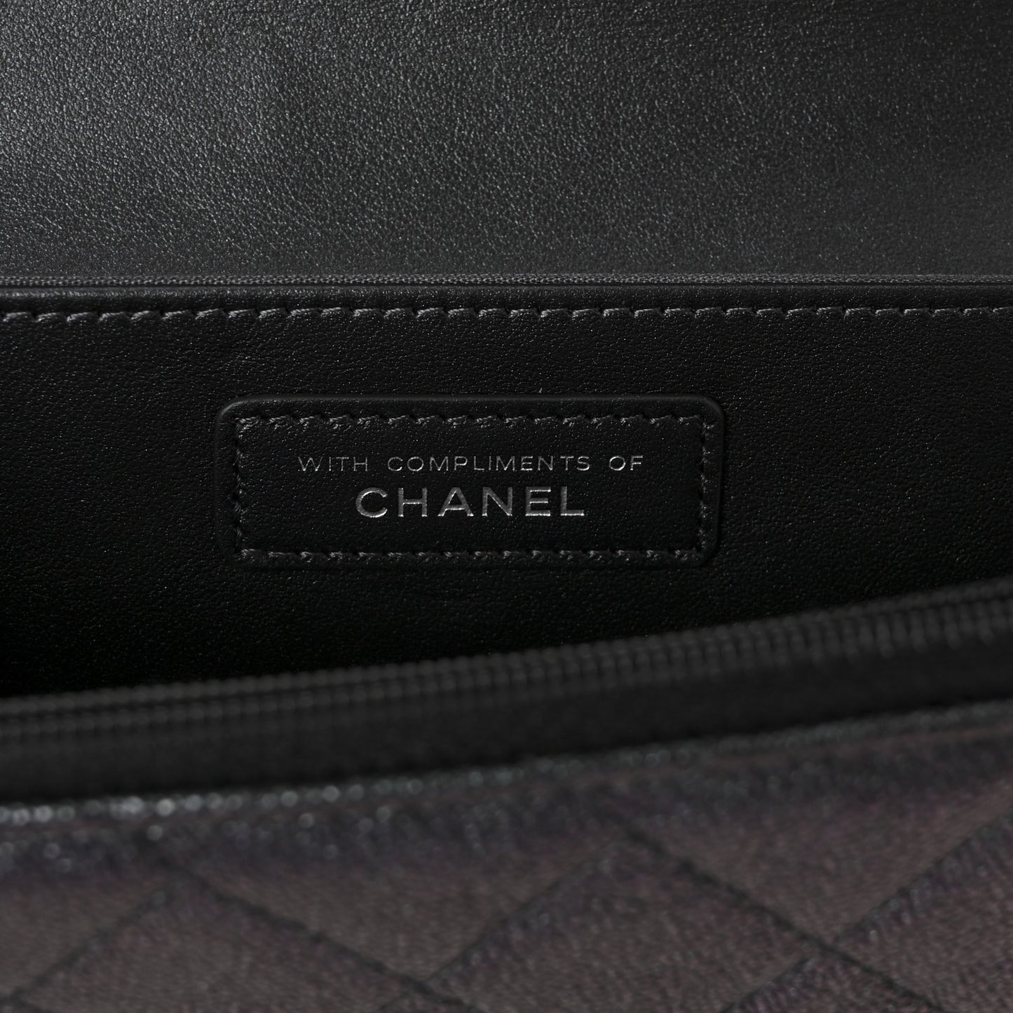 Iridescent Caviar Quilted Classic Pouch Clutch Black