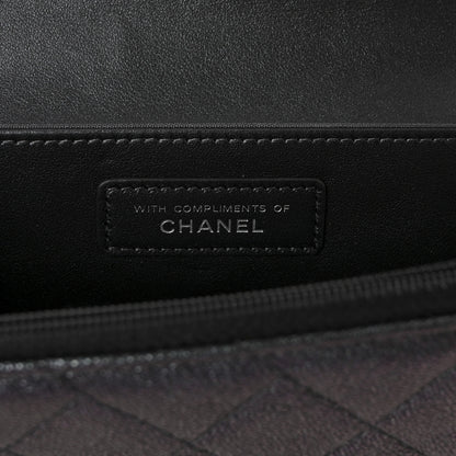 Chanel Iridescent Caviar Quilted Classic Pouch Clutch Black 6 of 10