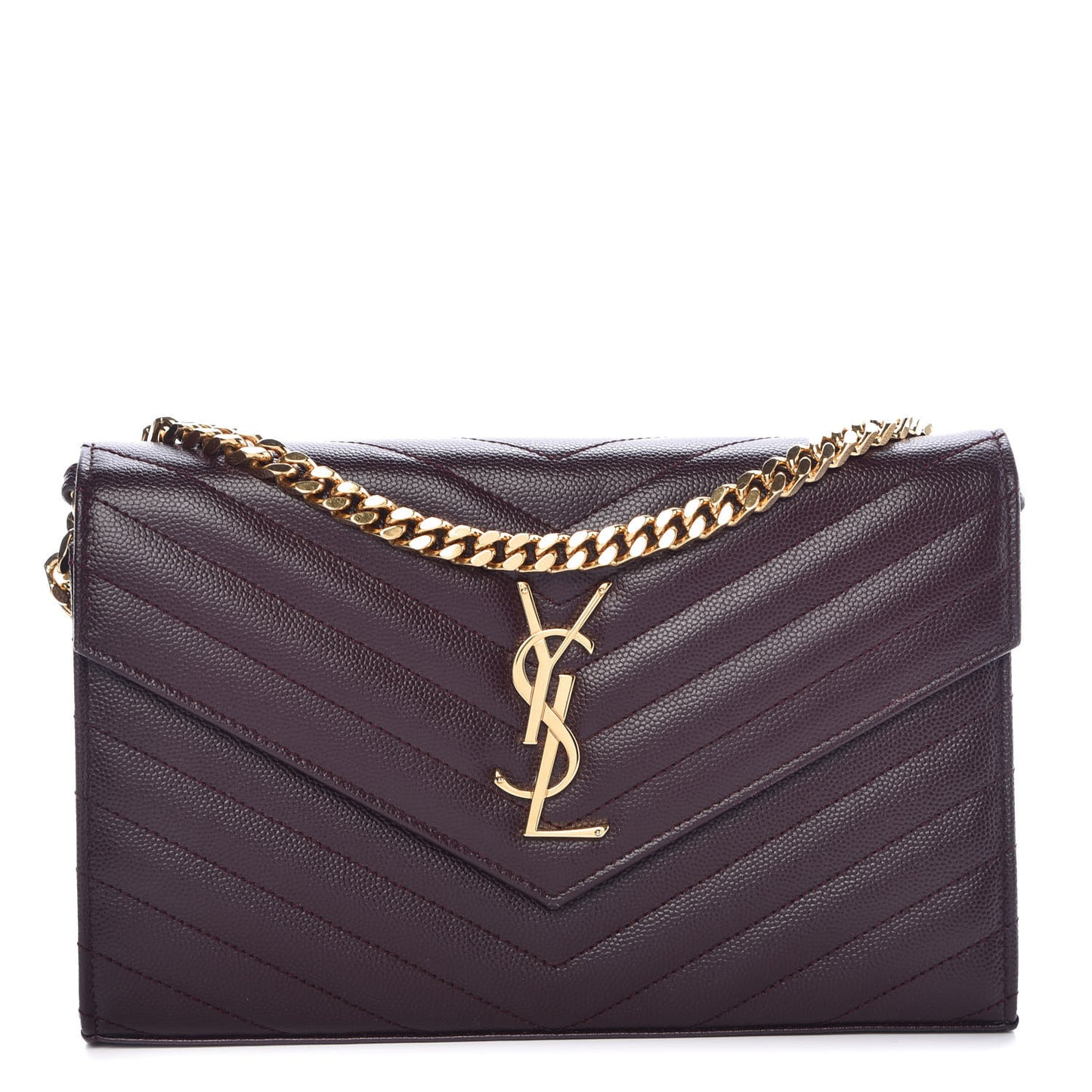 Grain De Poudre Matelasse Chevron Monogram Chain Wallet Amarena