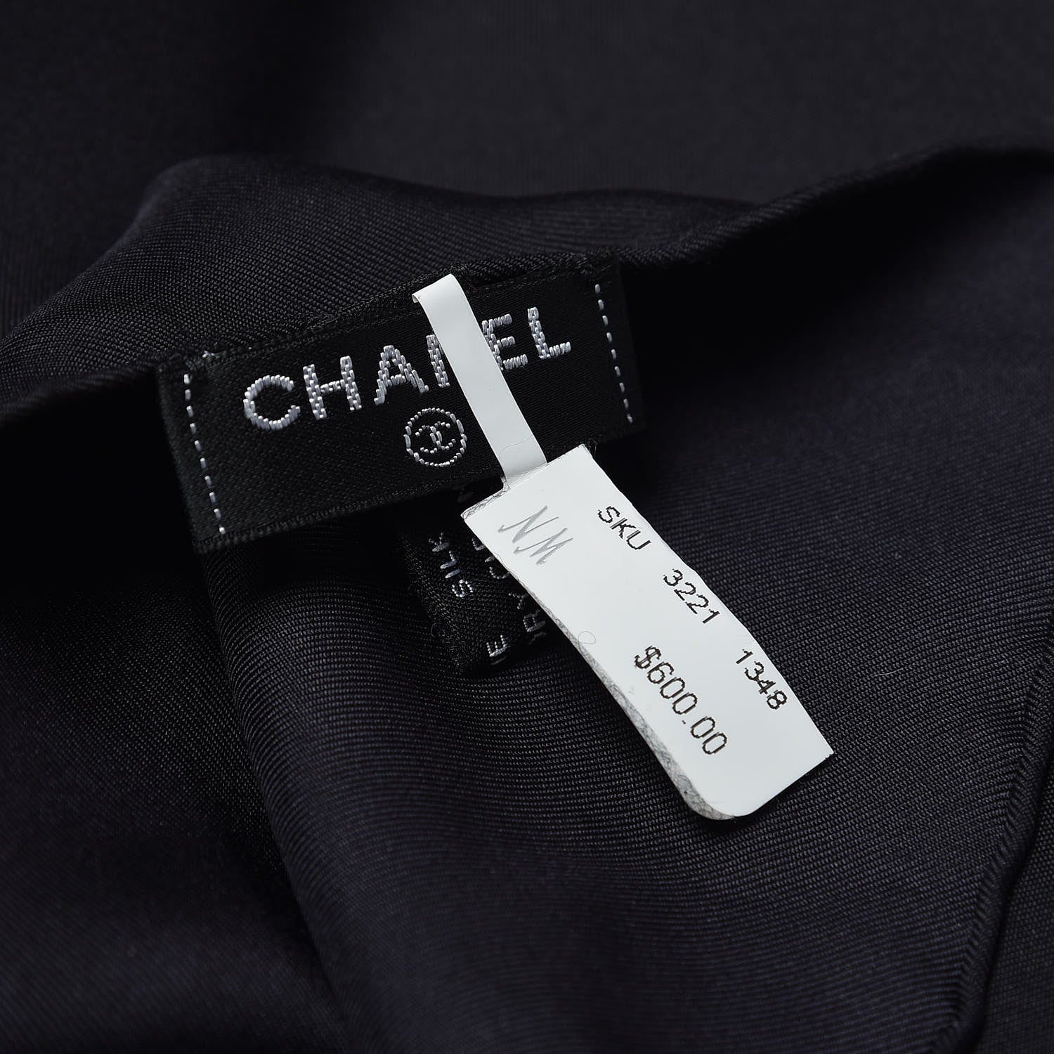 Chanel Silk CC Scarf Black White 5 of 5