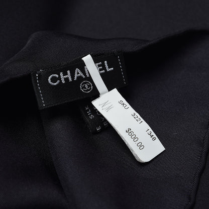 Chanel Silk CC Scarf Black White 5 of 5