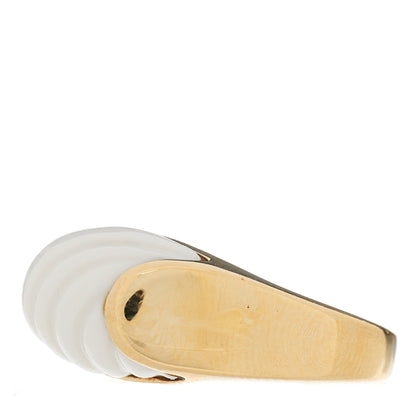 Bulgari 18K Yellow Gold White Ceramic Tronchetto Ring 52 6 3 of 6