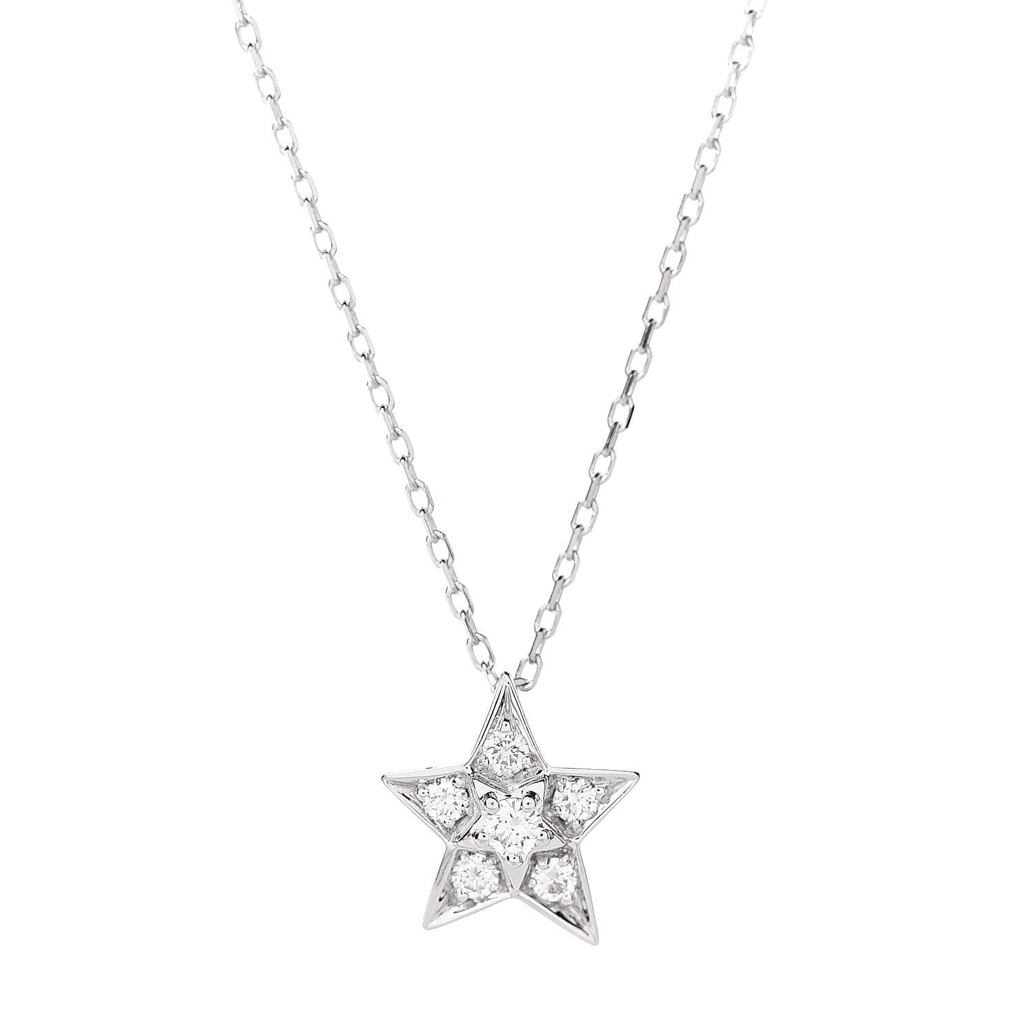 Chanel 18K White Gold Diamond Small Comete Geode Pendant Necklace 4 of 6