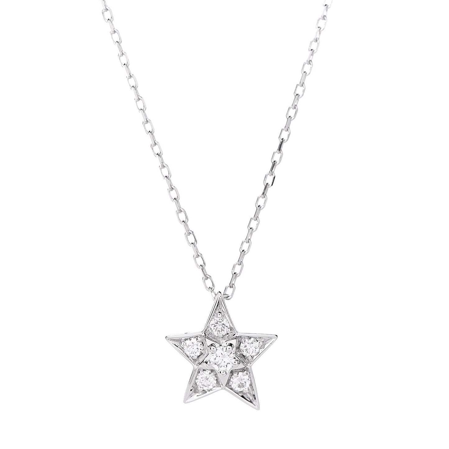 18K White Gold Diamond Small Comete Geode Pendant Necklace