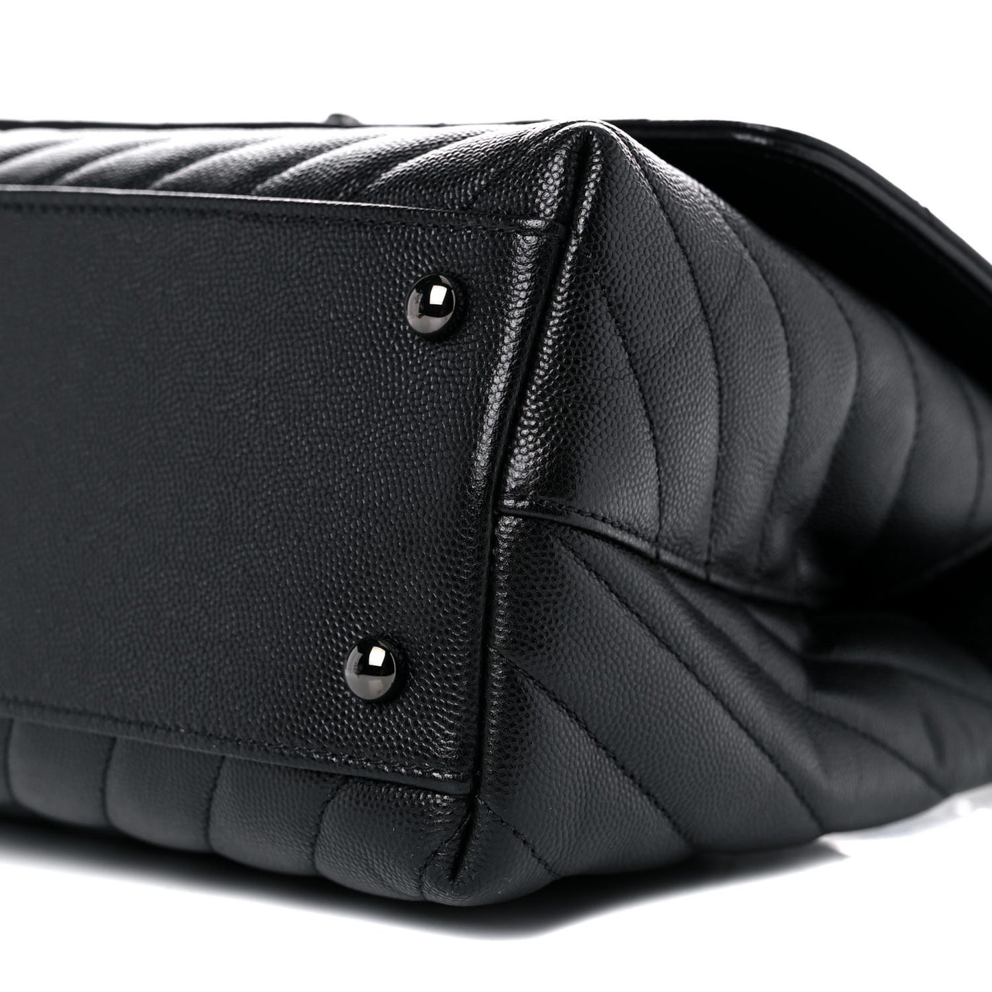 Caviar Chevron Quilted Small Coco Handle Flap So Black