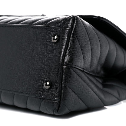 Chanel Caviar Chevron Quilted Small Coco Handle Flap So Black 9 of 12