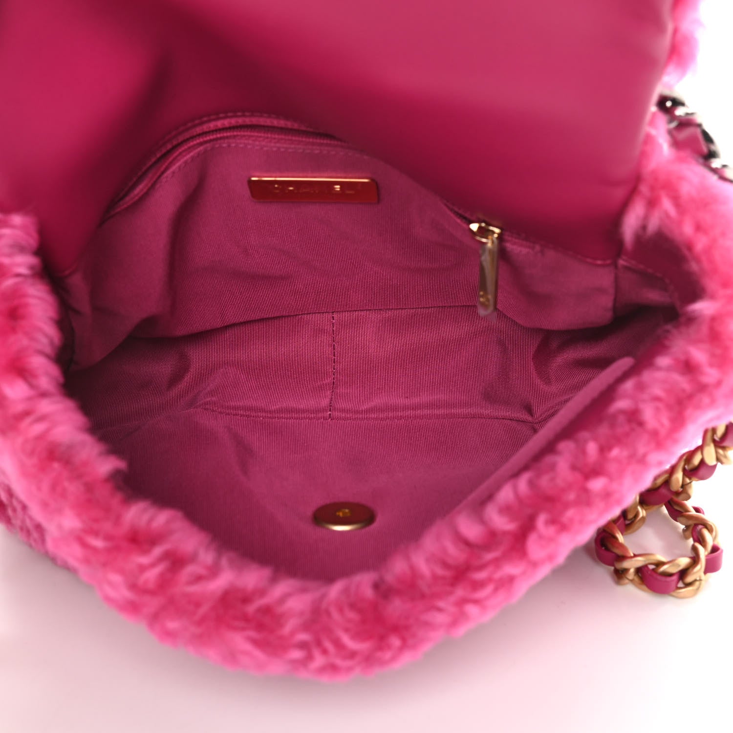 Chanel Shearling Sheepskin Medium Chanel 19 Flap Pink 5 of 11