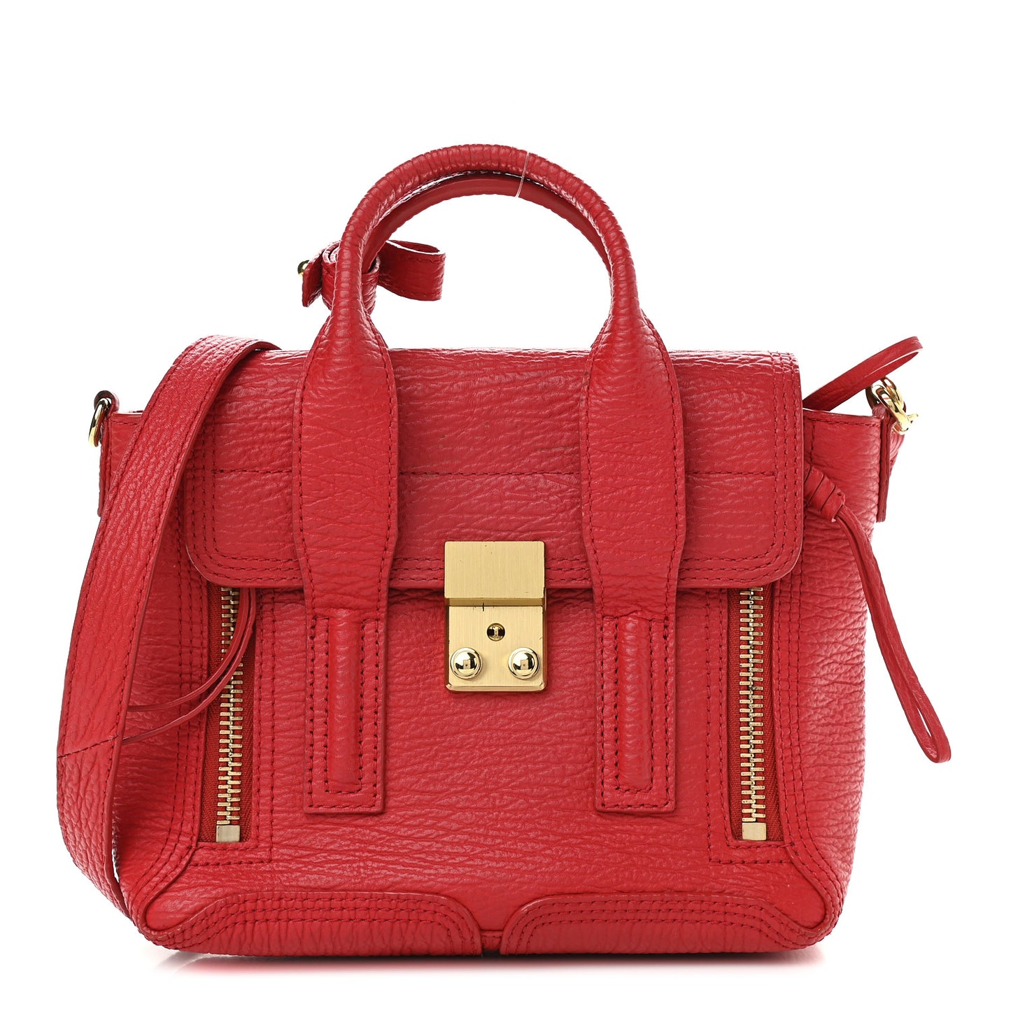 Textured Calfskin Mini Pashli Satchel Red