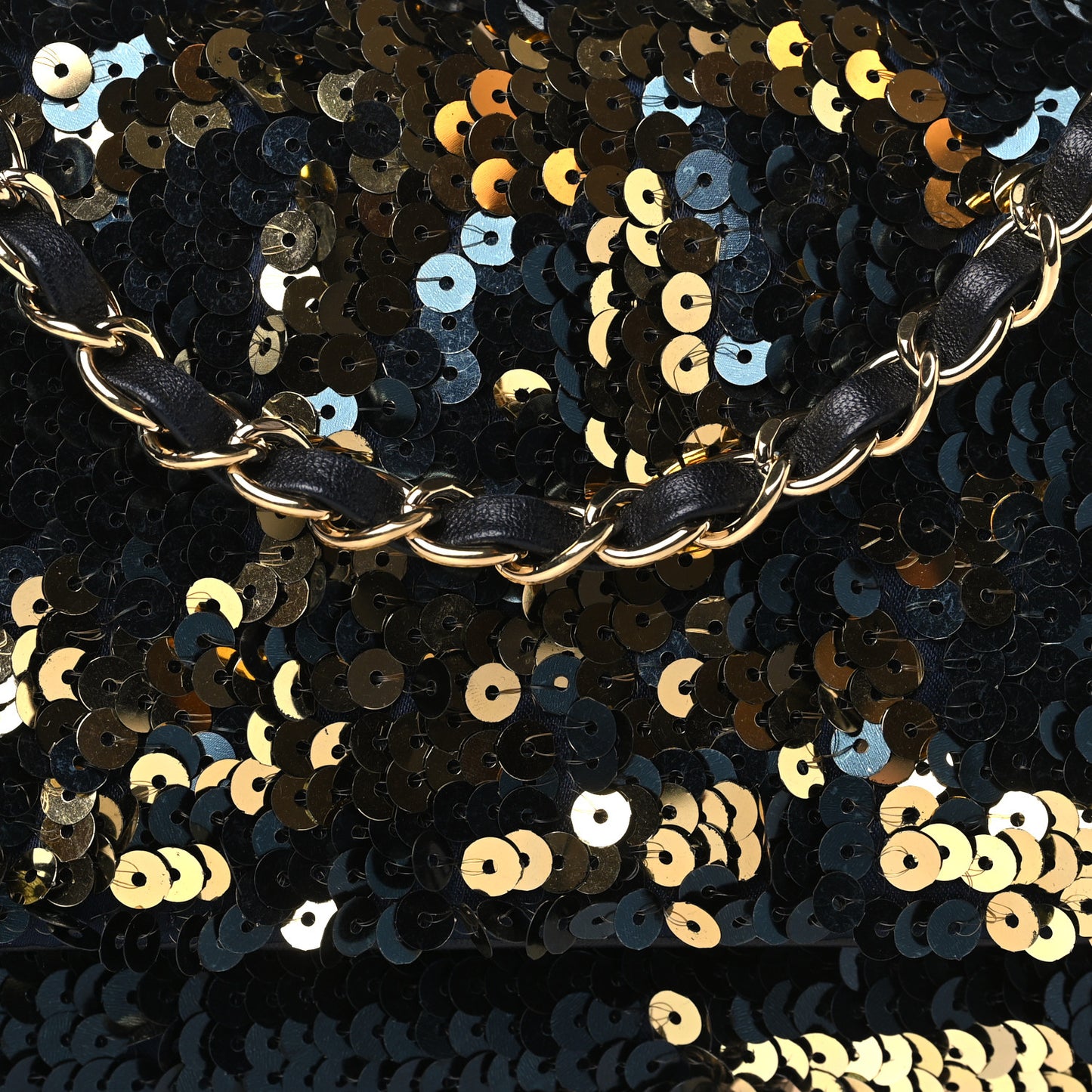 Sequin Summer Night Flap Black Gold