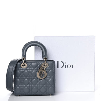 Christian Dior Lambskin Cannage Small My Lady Dior Blue Grey 14 of 16