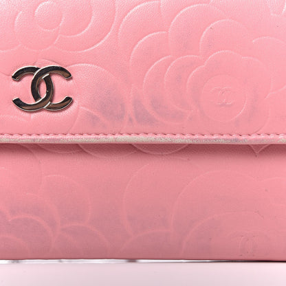 Chanel Lambskin Embossed Camellia Large Gusset Flap Wallet Pink 6 of 20