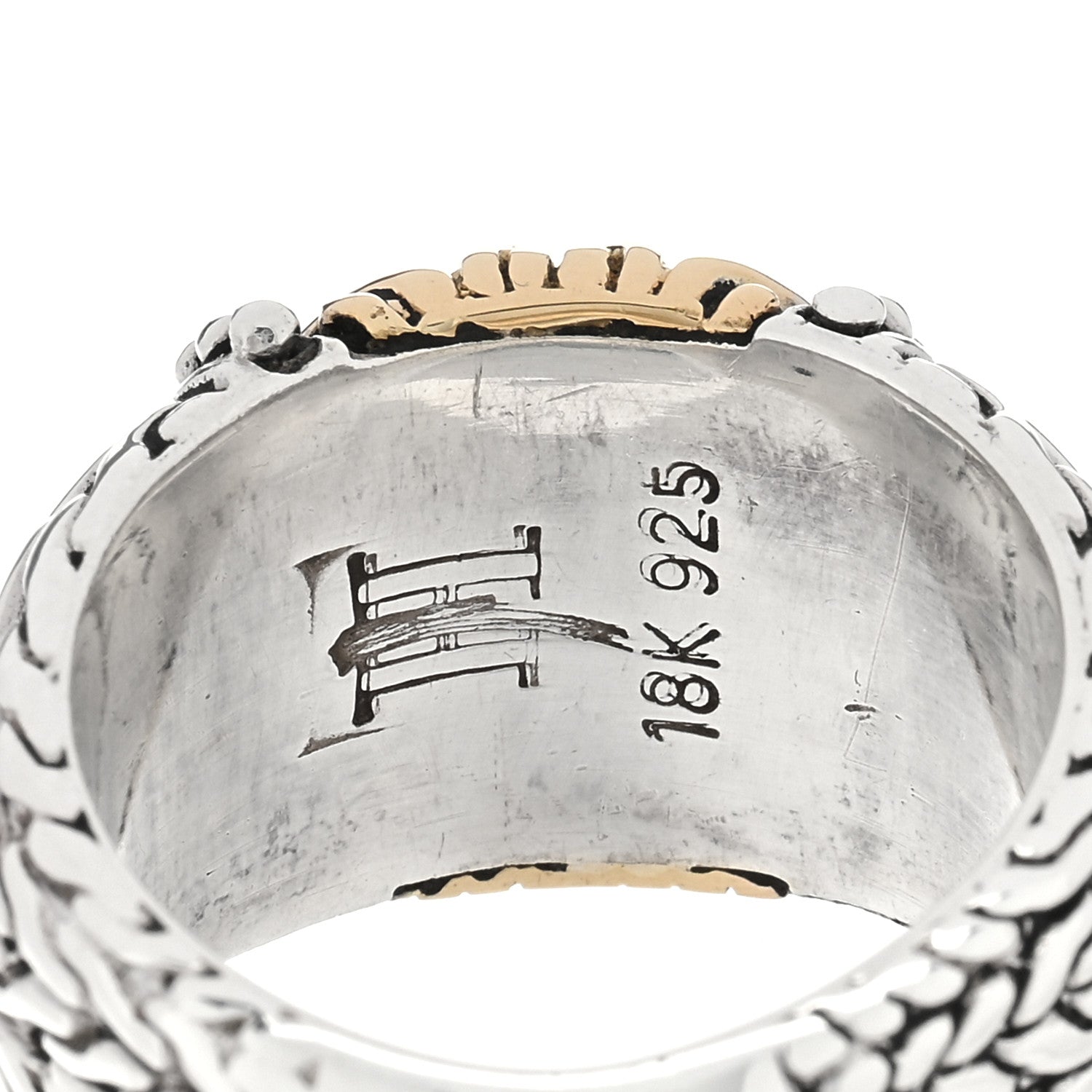 John Hardy Sterling Silver 18K Yellow Gold Classic Chain Dome Ring 51 5.75 4 of 4